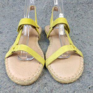 Madewell The Hallie Espadrille Sandals Womens Size 7.5 Shoes Yellow Leather